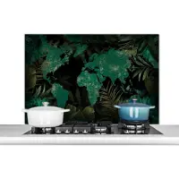 KitchenYeah Spatscherm keuken 100x65 cm - Kookplaat achterwand Wereldkaart - Groen - Bladeren - Muurbeschermer - Spatwand fornuis - Hoogwaardig aluminium