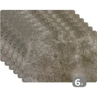 KitchenYeah Placemats - Beton design - Vintage - Bruin - Placemat - Onderleggers placemat - Onderlegger - 6 stuks - 45x30 cm