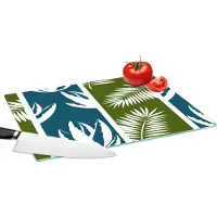 KitchenYeah Glazen Snijplank - 39x28 - Bladeren - Tropisch - Design - Hawaii - Snijplanken Glas