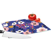 KitchenYeah Glazen Snijplank - 28x20 - Bloemen - Bladeren - Patronen - Snijplanken Glas