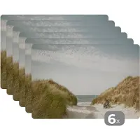 KitchenYeah Placemats - Duin - Strand - Zee - Natuur - Zand - Placemat - 45x30 cm - Onderzetters - 6 stuks