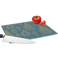 KitchenYeah Glazen Snijplank - 28x20 - Masker - Afrikaans - Goud - Patronen - Snijplanken Glas