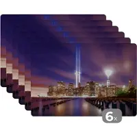 KitchenYeah Placemats - Skyline - City - New York - Avond - Onderleggers - Placemats - Onderleggers placemats - 45x30 cm - 6 stuks