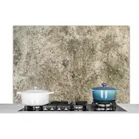 KitchenYeah Spatscherm keuken 120x80 cm - Kookplaat achterwand Cement - Bruin - Beton print - Vintage - Muurbeschermer - Spatwand fornuis - Hoogwaardig aluminium