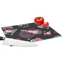 KitchenYeah Glazen Snijplank - 28x20 - Rozen - Bloemen - Patronen - Snijplanken Glas
