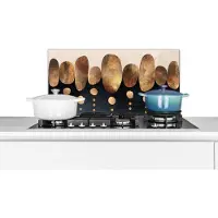 KitchenYeah Spatscherm keuken - Cirkel - Goud - Blauw - Abstract - Keuken achterwand - Spatscherm - 70x30 cm - Spatwand keuken