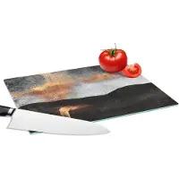 KitchenYeah Glazen Snijplank - 28x20 - Abstract - Gold - Chic - Zwart - Grijs - Snijplanken Glas