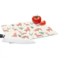 KitchenYeah Glazen Snijplank - 28x20 - Lama - Patronen - Cactus - Snijplanken Glas