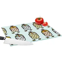 KitchenYeah Glazen Snijplank - 39x28 - Patronen - Uil - Blauw - Snijplanken Glas