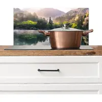 KitchenYeah Spatscherm keuken 70x30 cm - Kookplaat achterwand - Natuur landschap - Meer bergen - Muurbeschermer hittebestendig - Spatwand fornuis - Hoogwaardig aluminium - Wanddecoratie landelijk industrieel
