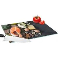 KitchenYeah Glazen Snijplank - 39x28 - Vlees - Eieren - Fruit - Kaas - Kruiden - Snijplanken Glas