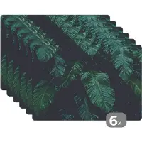KitchenYeah Placemat - Placemats kunststof - Jungle - Palmboom - Bladeren - Tropisch - 45x30 cm - 6 stuks - Hittebestendig - Anti-Slip - Onderlegger - Afneembaar