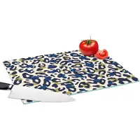 KitchenYeah Glazen Snijplank - 39x28 - Panter - Design - Blauw - Groen - Snijplanken Glas