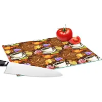 KitchenYeah Glazen Snijplank - 28x20 - Koffie - Croissant - Patronen - Ontbijt - Snijplanken Glas