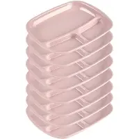 PlasticForte vakjes diner borden - 8x - roze - kunststof - 21 x 24 cm - 3 vakken - bbq en camping