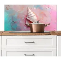 KitchenYeah Spatscherm keuken 100x50 cm - Kookplaat achterwand Schelp - Pastel - Pink - Muurbeschermer - Spatwand fornuis - Hoogwaardig aluminium