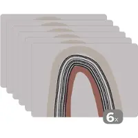 KitchenYeah Placemat - Regenboog - Pastel - Design - Onderleggers - 45x30 cm - Onderzetter - 6 stuks