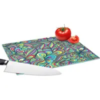KitchenYeah Glazen Snijplank - 28x20 - Fantasy - Design - Kleuren - Retro - Snijplanken Glas