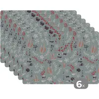 KitchenYeah Placemat - Placemats kunststof - Onderwater - Planten - Zeedieren - Patroon - 45x30 cm - 6 stuks - Hittebestendig - Anti-Slip - Onderlegger - Afneembaar