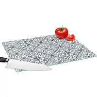 KitchenYeah Glazen Snijplank - 39x28 - Patronen - Ruit - Zwart - Wit - Snijplanken Glas
