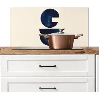 KitchenYeah Spatscherm keuken 80x40 cm - Kookplaat achterwand Vormen - Blauw - Abstract - Muurbeschermer - Spatwand fornuis - Hoogwaardig aluminium