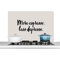 KitchenYeah Spatscherm keuken 100x65 cm - Kookplaat achterwand More espresso. Less depresso - Quotes - Spreuken - Koffie - Espresso - Muurbeschermer - Spatwand fornuis - Hoogwaardig aluminium
