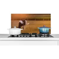 KitchenYeah Spatscherm keuken 90x45 cm - Kookplaat achterwand Koe - Zon - Dieren - Muurbeschermer - Spatwand fornuis - Hoogwaardig aluminium