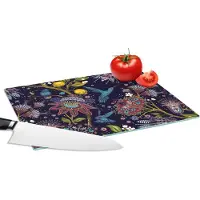 KitchenYeah Glazen Snijplank - 28x20 - Patronen - Vogel - Bloemen - Snijplanken Glas