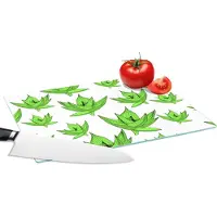 KitchenYeah Glazen Snijplank - 28x20 - Aloë Vera - Patronen - Planten - Snijplanken Glas