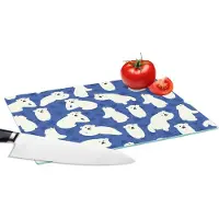 KitchenYeah Glazen Snijplank - 28x20 - Sneeuw - IJsbeer - Dieren - Winter - Patroon - Snijplanken Glas