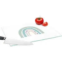 KitchenYeah Glazen Snijplank - 39x28 - Regenboog - Kinderen - Sterren - Stippen - Pastel - Snijplanken Glas