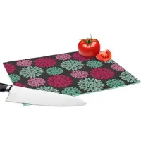 KitchenYeah Glazen Snijplank - 28x20 - Bloemen - Vintage - Roze - Turquoise - Patronen - Snijplanken Glas