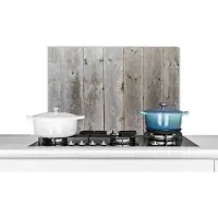 KitchenYeah Spatscherm keuken - Spatbord - Houten plank - Structuur - Grijs - Hout - Spatwand -70x50 cm