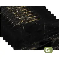 KitchenYeah Placemat marmer - Marmerlook - Goud - Zwart - Luxe - Placemats - Placemat antislip - Onderleggers tafel - Tafelbeschermer - 45x30 cm - Keuken - Onderleggers borden - Grote placemat