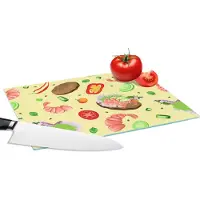 KitchenYeah Glazen Snijplank - 28x20 - Patroon - Eten - Groente - Snijplanken Glas