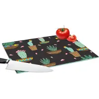 KitchenYeah Glazen Snijplank - 39x28 - Cactus - Patronen - Planten - Snijplanken Glas