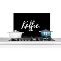 KitchenYeah Spatscherm keuken 60x40 cm - Kookplaat achterwand Koffie - Spreuken - Caffeine - Quotes - Muurbeschermer - Spatwand fornuis - Hoogwaardig aluminium