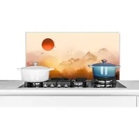 KitchenYeah Spatscherm keuken 90x45 cm - Kookplaat achterwand Schilderij - Zon - Landschap - Vogels - Muurbeschermer - Spatwand fornuis - Hoogwaardig aluminium