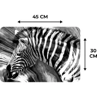 KitchenYeah Placemat - Placemats kunststof - Schilderij - Olieverf - Zebra - Dieren - Zwart - Wit - 45x30 cm - 6 stuks - Hittebestendig - Anti-Slip - Onderlegger - Afneembaar