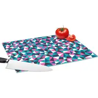 KitchenYeah Glazen Snijplank - 39x28 - Geometrie - Roze - Blauw - Wit - Patronen - Snijplanken Glas