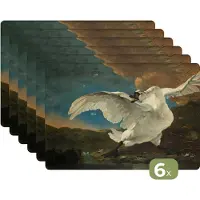 KitchenYeah Placemats - Zwaan - Oude meesters - Schilderij - Dieren - Onderleggers placemats - Onderlegger - Placemat - 45x30 cm