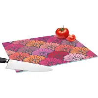KitchenYeah Glazen Snijplank - 39x28 - Patronen - Art Deco - Roze - Bloemen - Snijplanken Glas
