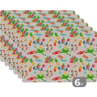 KitchenYeah Placemat - Placemats kunststof - Patroon - Brazilië - Carnaval - 45x30 cm - 6 stuks - Hittebestendig - Anti-Slip - Onderlegger - Afneembaar