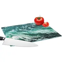 KitchenYeah Glazen Snijplank - 28x20 - Oceaan - Water - Zee - Luxe - Groen - Turquoise - Snijplanken Glas