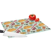 KitchenYeah Glazen Snijplank - 39x28 - Kleren - Paraplu - Seizoenen - Design - Snijplanken Glas
