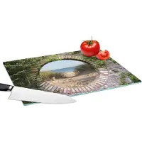 KitchenYeah Glazen Snijplank - 39x28 - Doorkijk - Strand - Duin - Zomer - Snijplanken Glas