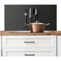 KitchenYeah Spatscherm keuken 100x50 cm - Kookplaat achterwand Bestek - Zwart - Muurbeschermer - Spatwand fornuis - Hoogwaardig aluminium