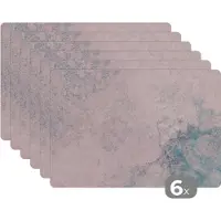 KitchenYeah Placemats - Beton print - Retro - Roze - Blauw - Placemat - Onderlegger - Tafelbeschermer - 6 stuks - 45x30 cm