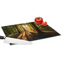 KitchenYeah Glazen Snijplank - 39x28 - Zon - Bomen - Bos - Landschap - Natuur - Snijplanken Glas