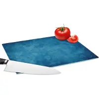 KitchenYeah Glazen Snijplank - 28x20 - Beton - Blauw - Vintage - Structuur - Industrieel - Snijplanken Glas